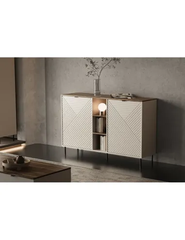 Comodă EYCO 2D pentru dormitor/hol, 153.4x40x95.4 cm, PAL/MDF cu finisaj stejar castello | MobilaOK