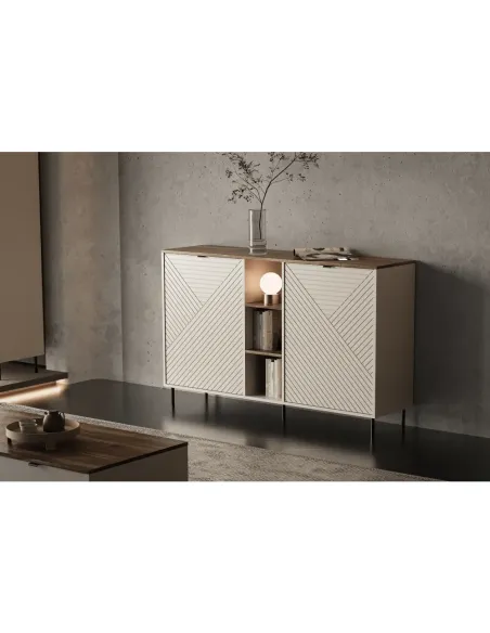 Comodă EYCO 2D pentru dormitor/hol, 153.4x40x95.4 cm, PAL/MDF cu finisaj stejar castello | MobilaOK