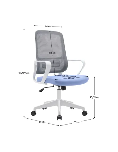 Scaun de birou SALOMO, birou, 63x56.5x99-109 cm, plasă/plastic | MobilaOK