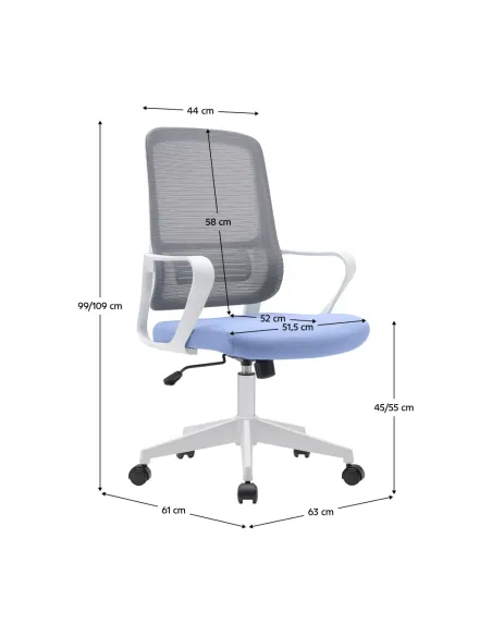 Scaun de birou SALOMO, birou, 63x56.5x99-109 cm, plasă/plastic | MobilaOK
