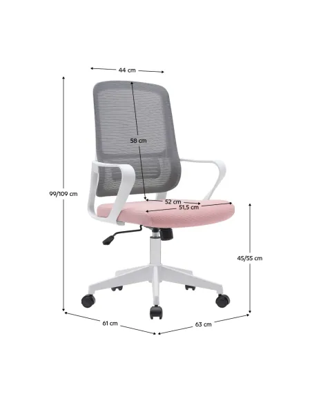 Scaun de birou SALOMO, birou/home office, 63x56.5x99-109 cm, plasă și plastic | MobilaOK