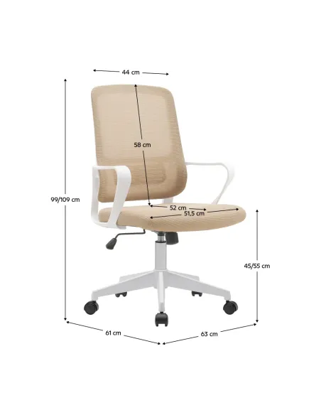 Scaun de birou SALOMO, birou, 63x56.5x99-109 cm, plastic și plasă | MobilaOK