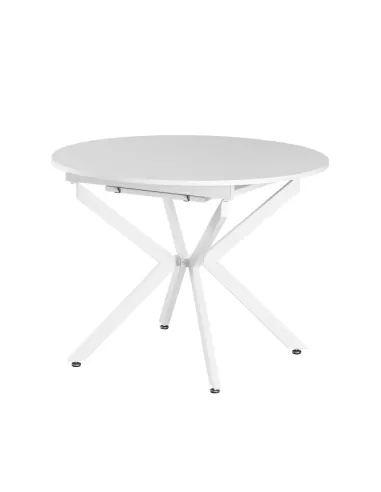 Masă extensibilă de dining, albă, 100x100-140x75 cm, ABERO TIP 1 | MobilaOK