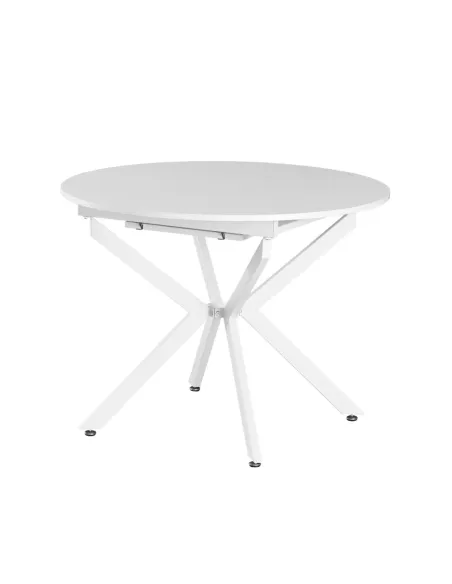 Masă extensibilă de dining, albă, 100x100-140x75 cm, ABERO TIP 1 | MobilaOK
