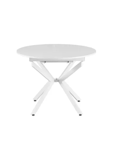 Masă extensibilă de dining, albă, 100x100-140x75 cm, ABERO TIP 1 | MobilaOK