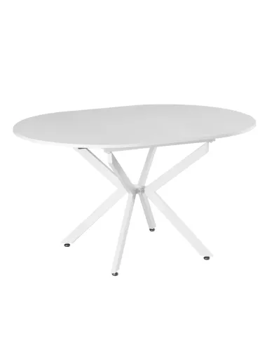 Masă extensibilă de dining, albă, 100x100-140x75 cm, ABERO TIP 1 | MobilaOK