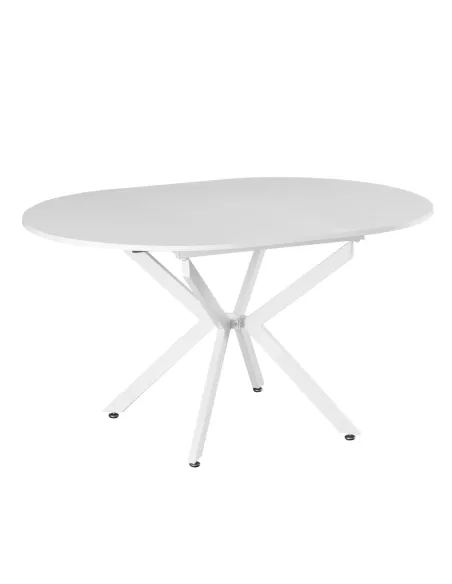 Masă extensibilă de dining, albă, 100x100-140x75 cm, ABERO TIP 1 | MobilaOK