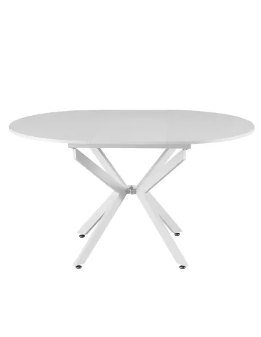 Masă extensibilă de dining, albă, 100x100-140x75 cm, ABERO TIP 1 | MobilaOK