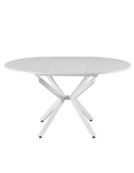 Masă extensibilă de dining, albă, 100x100-140x75 cm, ABERO TIP 1 | MobilaOK