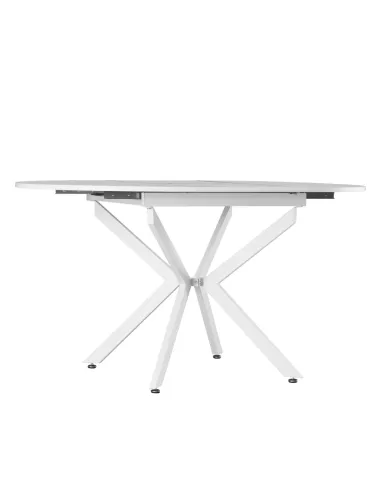 Masă extensibilă de dining, albă, 100x100-140x75 cm, ABERO TIP 1 | MobilaOK