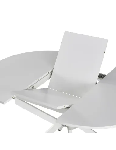 Masă extensibilă de dining, albă, 100x100-140x75 cm, ABERO TIP 1 | MobilaOK