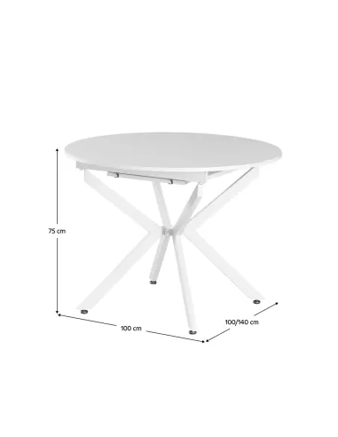 Masă extensibilă de dining, albă, 100x100-140x75 cm, ABERO TIP 1 | MobilaOK