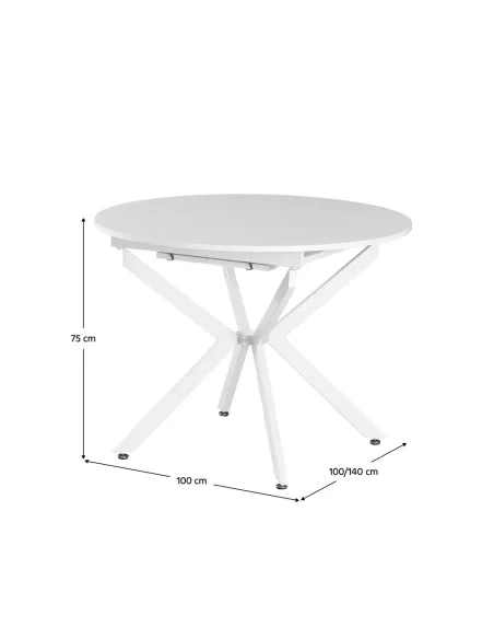 Masă extensibilă de dining, albă, 100x100-140x75 cm, ABERO TIP 1 | MobilaOK