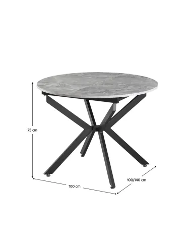 Masă Dining ABERO, living/bucătărie, 100x100-140x75 cm, MDF | MobilaOK
