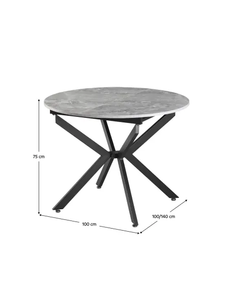 Masă Dining ABERO, living/bucătărie, 100x100-140x75 cm, MDF | MobilaOK