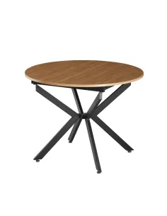 Masă extensibilă de dining, stejar deschis/neagră, 100x100-140x75 cm, ABERO TIP 1 | MobilaOK