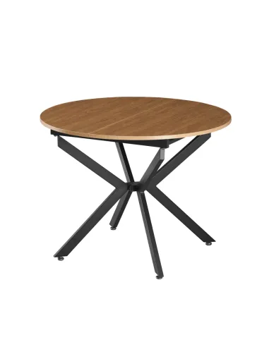 Masă extensibilă de dining, stejar deschis/neagră, 100x100-140x75 cm, ABERO TIP 1 | MobilaOK