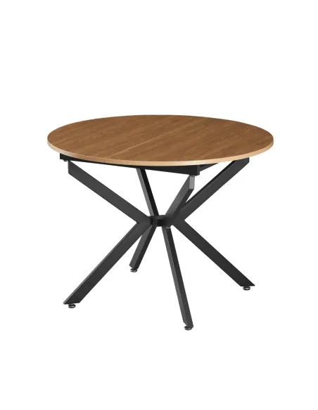 Masă extensibilă de dining, stejar deschis/neagră, 100x100-140x75 cm, ABERO TIP 1 | MobilaOK