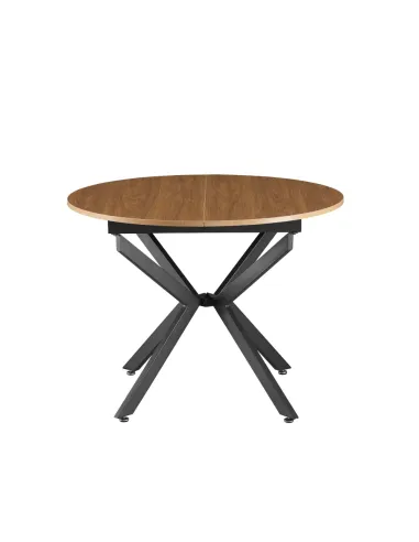 Masă extensibilă de dining, stejar deschis/neagră, 100x100-140x75 cm, ABERO TIP 1 | MobilaOK