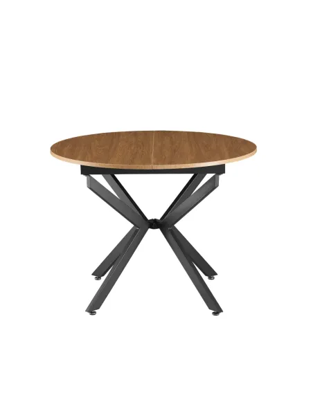 Masă extensibilă de dining, stejar deschis/neagră, 100x100-140x75 cm, ABERO TIP 1 | MobilaOK