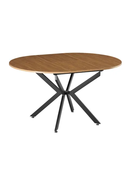 Masă extensibilă de dining, stejar deschis/neagră, 100x100-140x75 cm, ABERO TIP 1 | MobilaOK