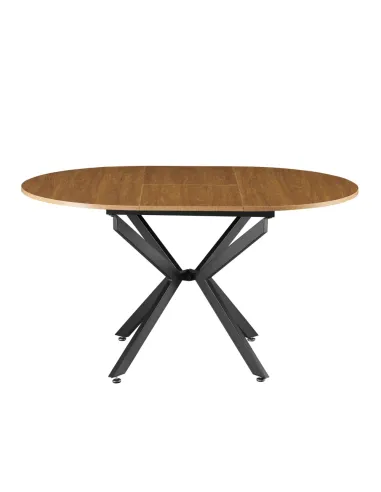 Masă extensibilă de dining, stejar deschis/neagră, 100x100-140x75 cm, ABERO TIP 1 | MobilaOK