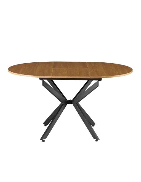 Masă extensibilă de dining, stejar deschis/neagră, 100x100-140x75 cm, ABERO TIP 1 | MobilaOK