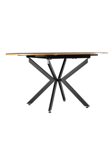 Masă extensibilă de dining, stejar deschis/neagră, 100x100-140x75 cm, ABERO TIP 1 | MobilaOK