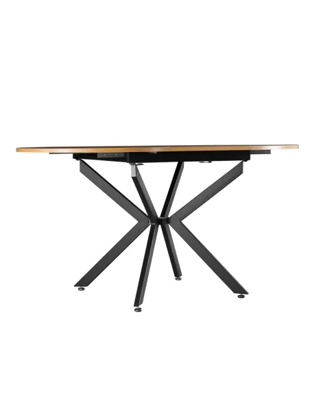 Masă extensibilă de dining, stejar deschis/neagră, 100x100-140x75 cm, ABERO TIP 1 | MobilaOK