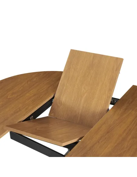 Masă extensibilă de dining, stejar deschis/neagră, 100x100-140x75 cm, ABERO TIP 1 | MobilaOK