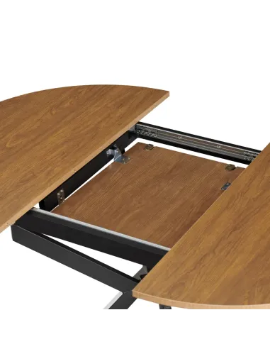 Masă extensibilă de dining, stejar deschis/neagră, 100x100-140x75 cm, ABERO TIP 1 | MobilaOK