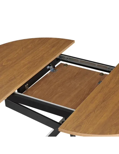 Masă extensibilă de dining, stejar deschis/neagră, 100x100-140x75 cm, ABERO TIP 1 | MobilaOK