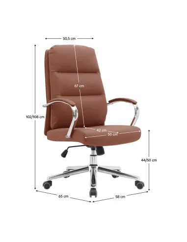 Scaun de birou ADMON, birou, 58x65x102/108 cm, piele ecologică și metal | MobilaOK