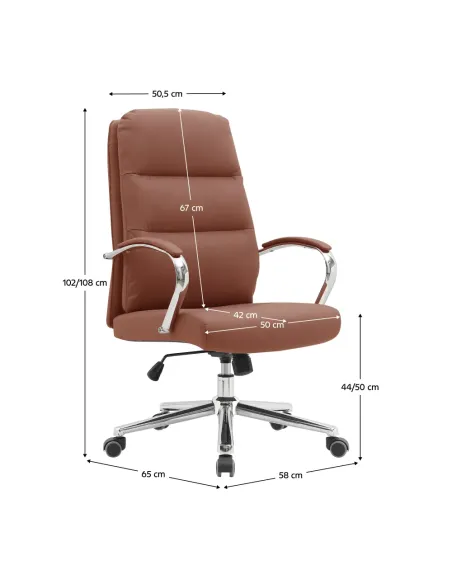 Scaun de birou ADMON, birou, 58x65x102/108 cm, piele ecologică și metal | MobilaOK