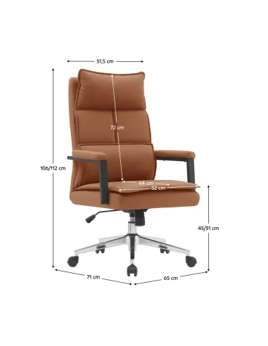 Scaun de birou KAHIL, birou, 65x71x106-112 cm, piele ecologică/metal | MobilaOK
