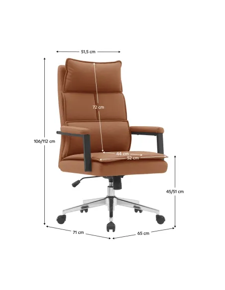 Scaun de birou KAHIL, birou, 65x71x106-112 cm, piele ecologică/metal | MobilaOK