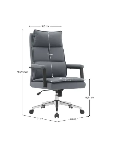 Scaun de birou KAHIL, birou, 65x71x106-112 cm, piele ecologică și metal | MobilaOK