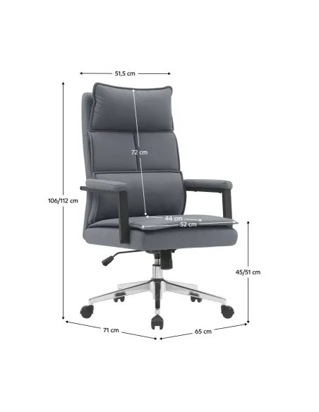 Scaun de birou KAHIL, birou, 65x71x106-112 cm, piele ecologică și metal | MobilaOK