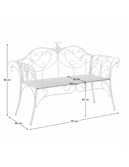 Bancă de grădină ETELIA NEW, exterior, 131 x 48 x 86 cm, Metal | MobilaOK