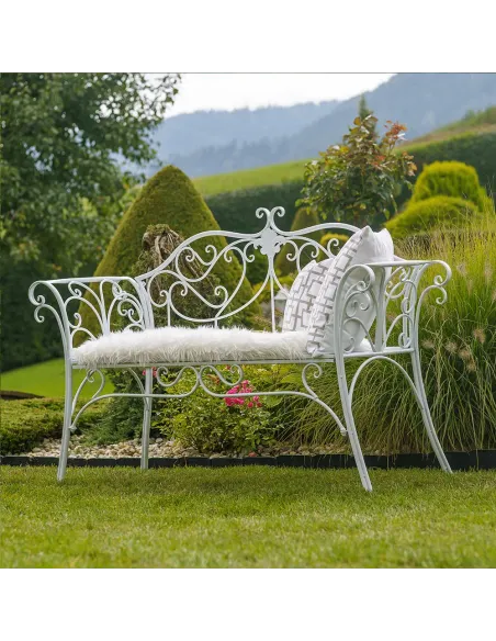 Bancă de grădină ETELIA NEW, exterior, 131 x 48 x 86 cm, Metal | MobilaOK
