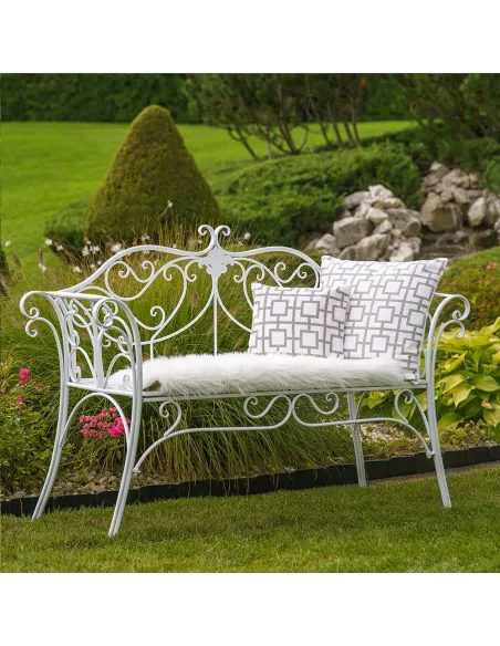 Bancă de grădină ETELIA NEW, exterior, 131 x 48 x 86 cm, Metal | MobilaOK