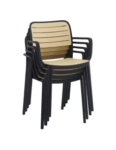 Scaun stivuibil, negru/bej, KARDOS TYP 2 | MobilaOK 2