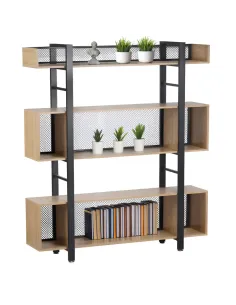 Raft KILIS NEW, living/dormitor/birou, 160x30x180 cm, PAL/MDF, negru/stejar | MobilaOK