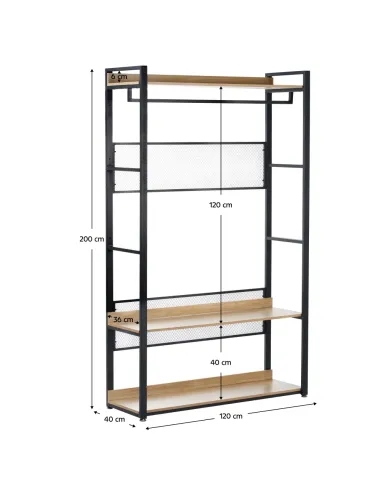 Etajeră KILOS NEW TIP 2 pentru living, 120x40x200 cm, PAL și oțel | MobilaOK