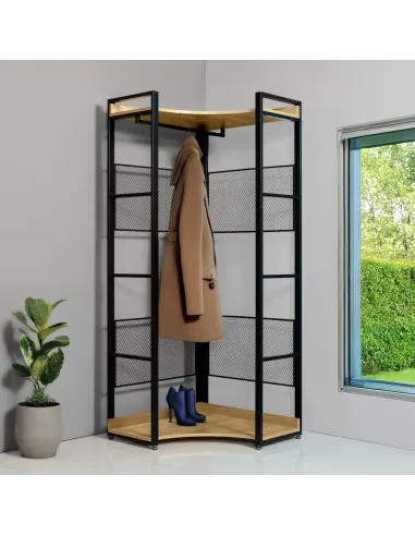 Etajeră KILOS NEW TIP 4, living/dormitor, 80x80x200 cm, PAL/otel, stejar/negru | MobilaOK