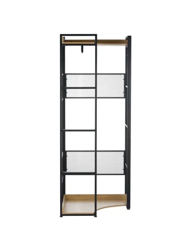 Etajeră KILOS NEW TIP 4, living/dormitor, 80x80x200 cm, PAL/otel, stejar/negru | MobilaOK