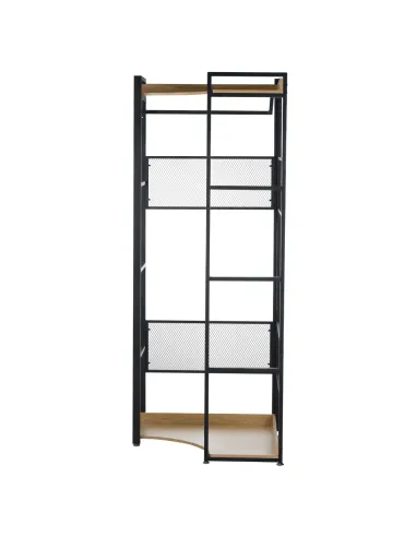 Etajeră KILOS NEW TIP 4, living/dormitor, 80x80x200 cm, PAL/otel, stejar/negru | MobilaOK