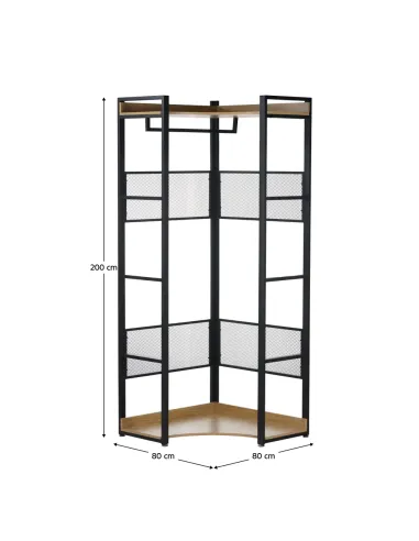 Etajeră KILOS NEW TIP 4, living/dormitor, 80x80x200 cm, PAL/otel, stejar/negru | MobilaOK
