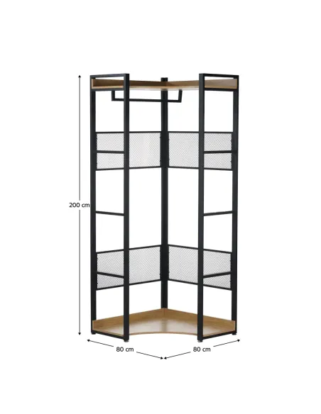 Etajeră KILOS NEW TIP 4, living/dormitor, 80x80x200 cm, PAL/otel, stejar/negru | MobilaOK