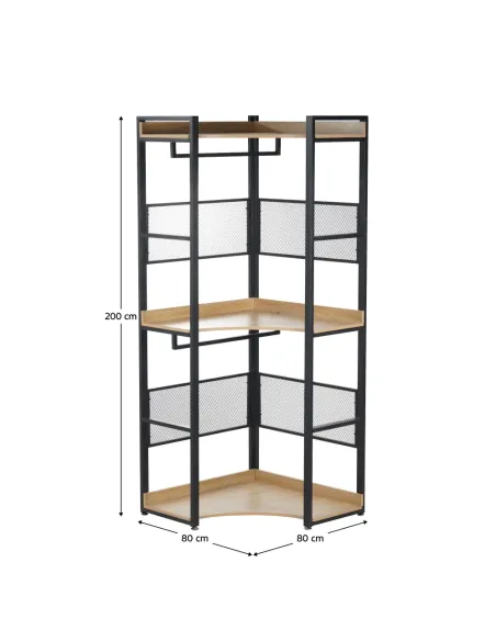 Etajeră KILOS NEW, living/dormitor/hol, 80x80x200 cm, PAL/Oțel | MobilaOK